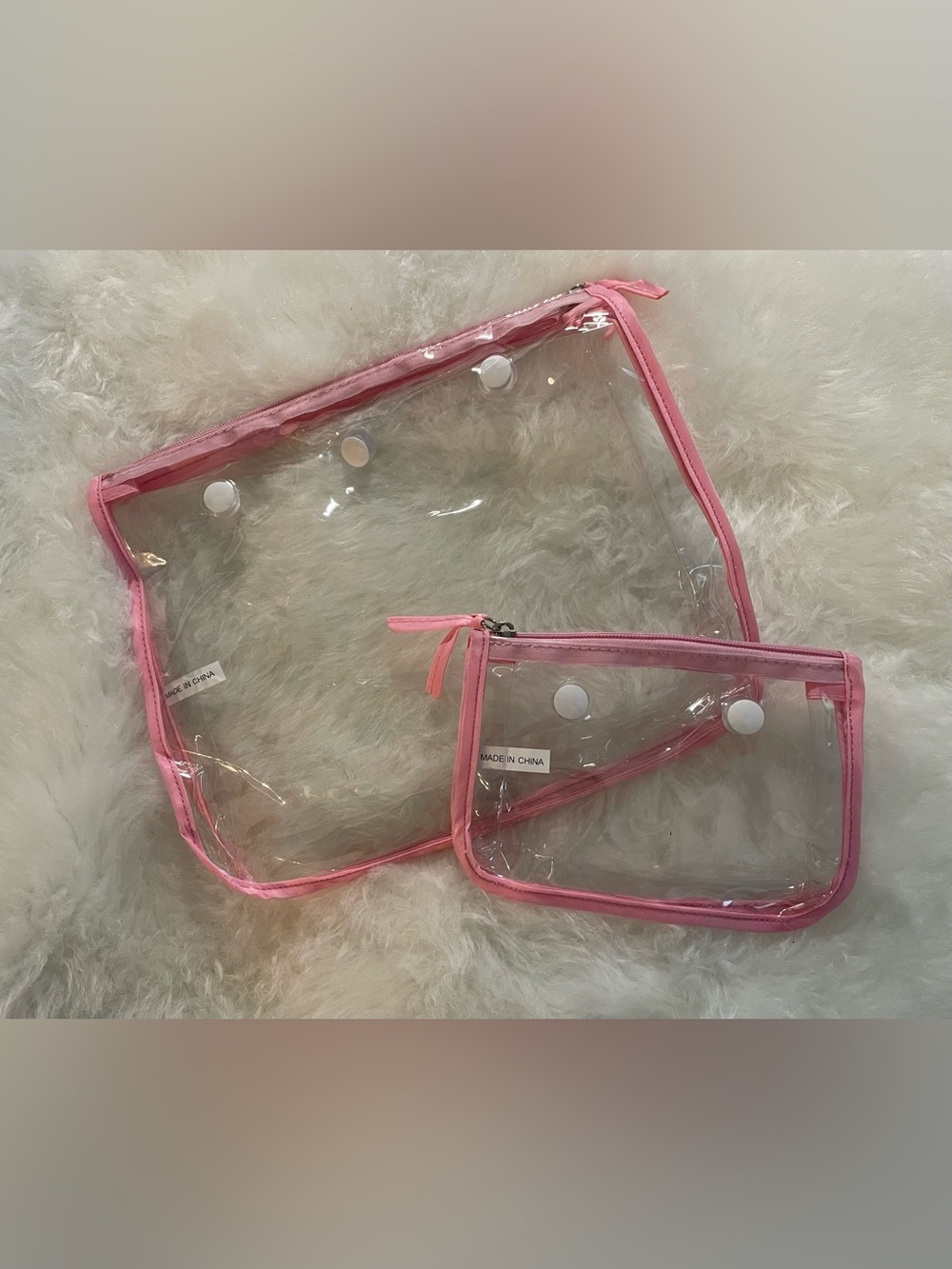 💗BOGG BAG Clear Zipper Pouches With Pink Trim💗